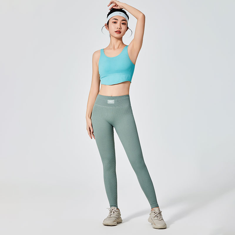 Kvinner Green Plain Dyeing Sports Leggings