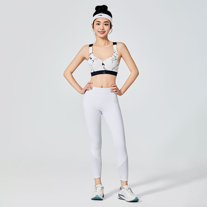 Dame Pure White Sports Leggings med Mesh